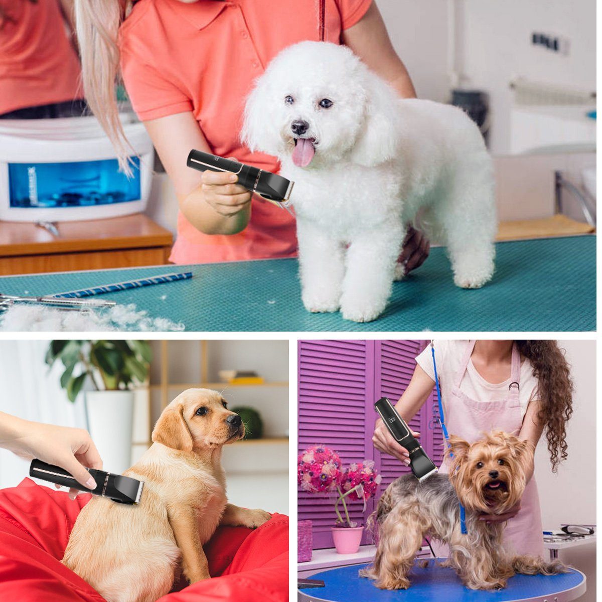 7Magic Hundeschermaschine Pferdeschermaschine, Multifunktionstrimmer, mit Ladeanzeige, Aufbewahrungstasche, Haarschneider für Haustiere, Katzenhaarschneider