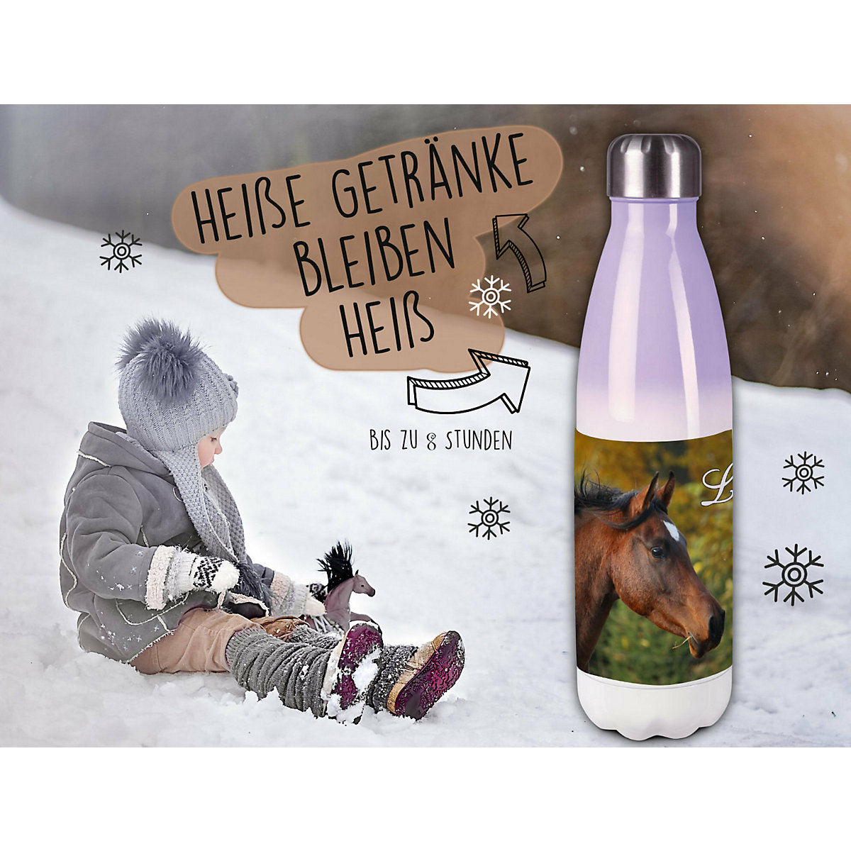 Edelstahl Kinder Thermoflasche / Trinkflasche bunt Vollblut Spülmaschinenfest, Auslaufsicher, Bruchfest, Doppelwandig, Für Heißgetränke geeignet, Mit Deckel, Isoliert