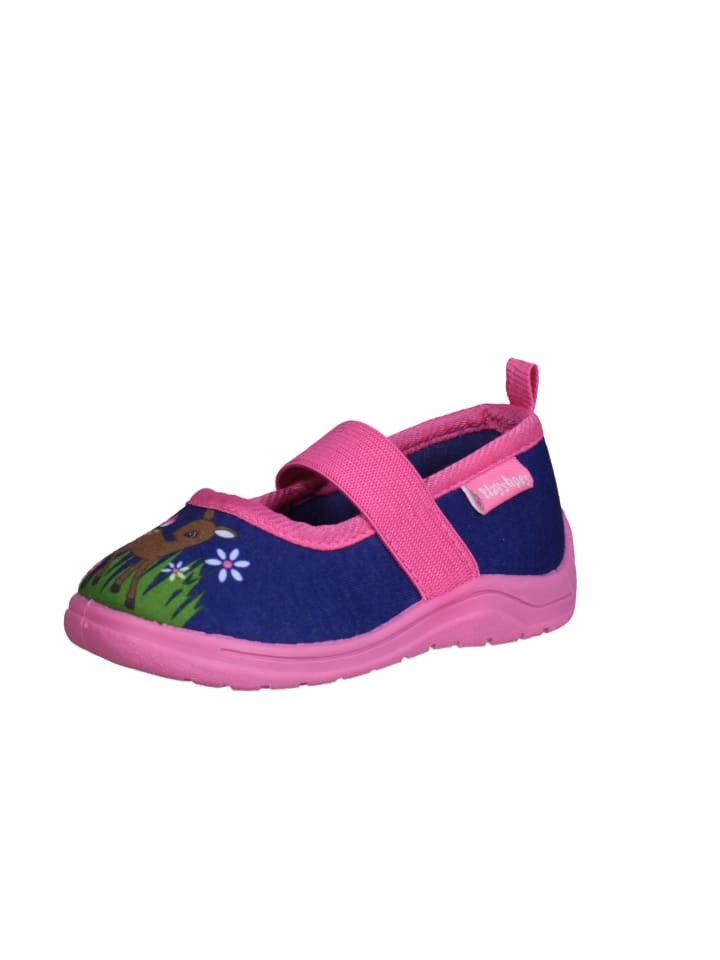 Playshoes Hausschuh Reh in Marine/Pink günstig kaufen