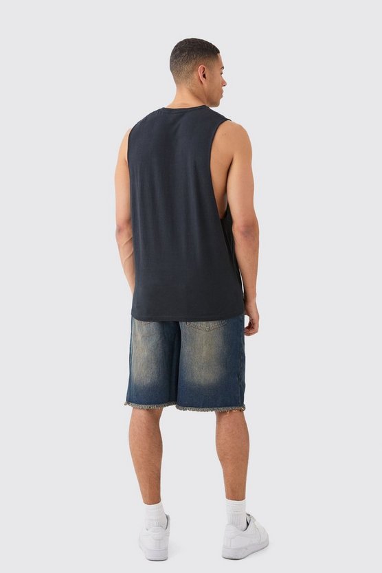 Lockere Jeansshorts mit Rissen in Vintage Blau