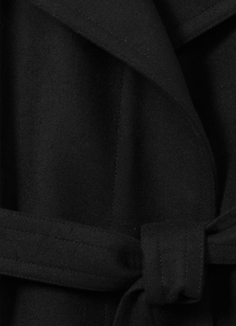 Casaco Reiss Rae de abotoamento duplo em mistura de cashmere com cinto para amarrar.