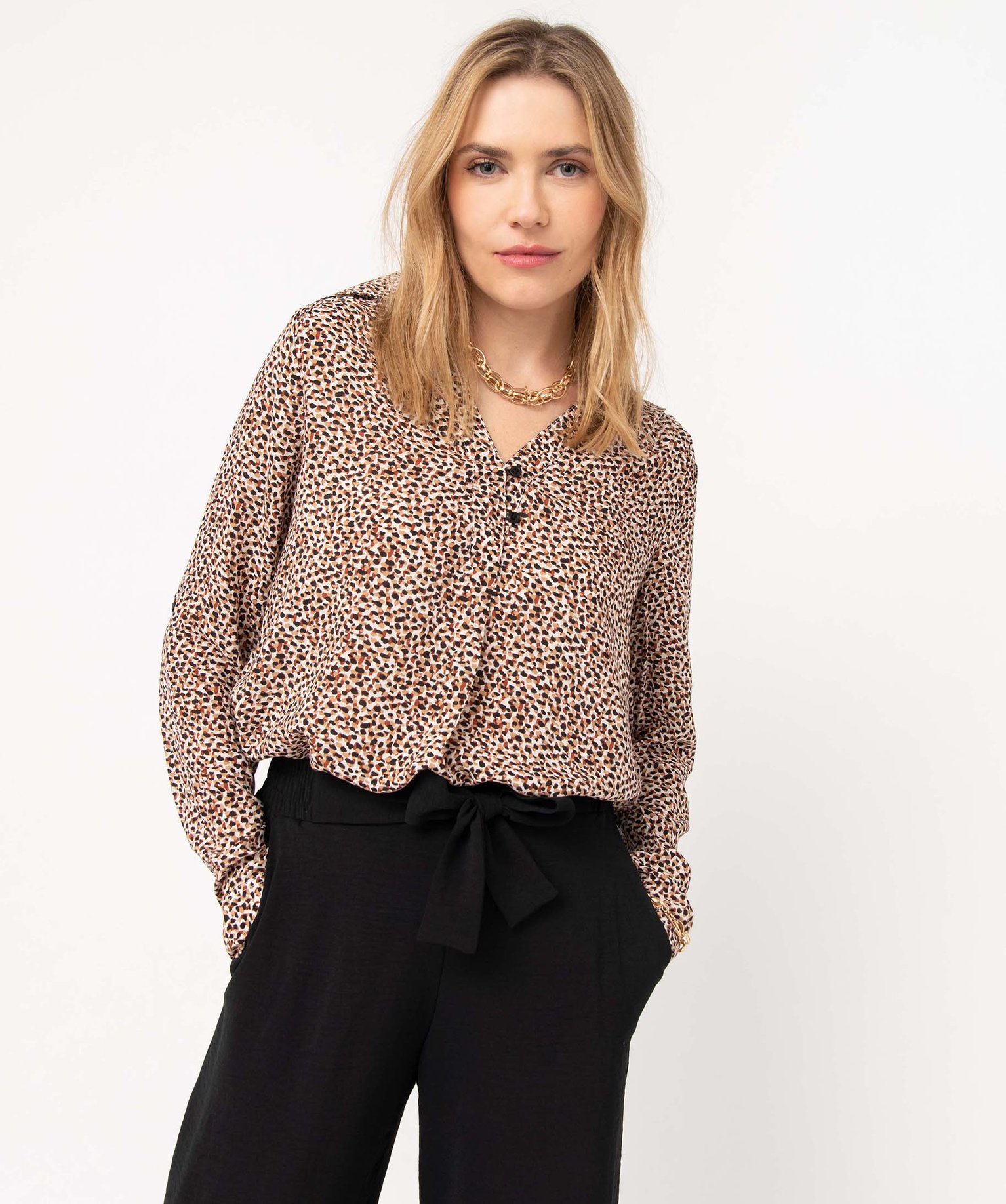 Chemise imprimée à manches longues femme imprime | GEMO