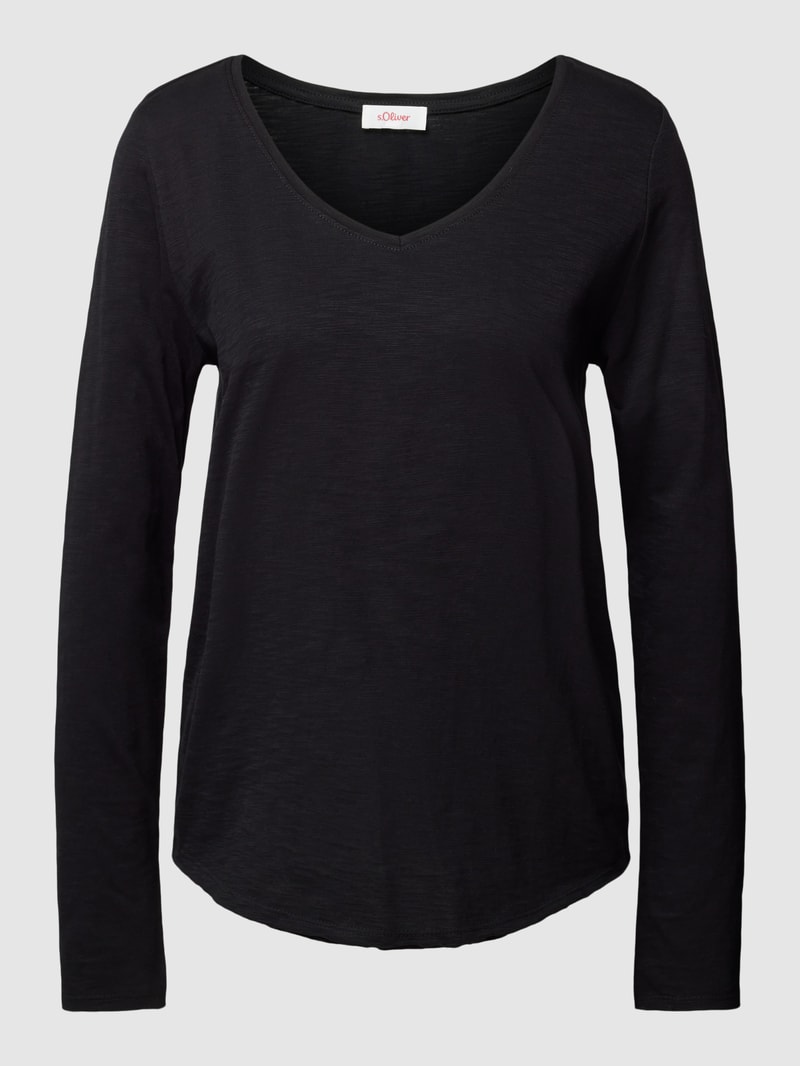 Longsleeve mit V-Ausschnitt in schwarz