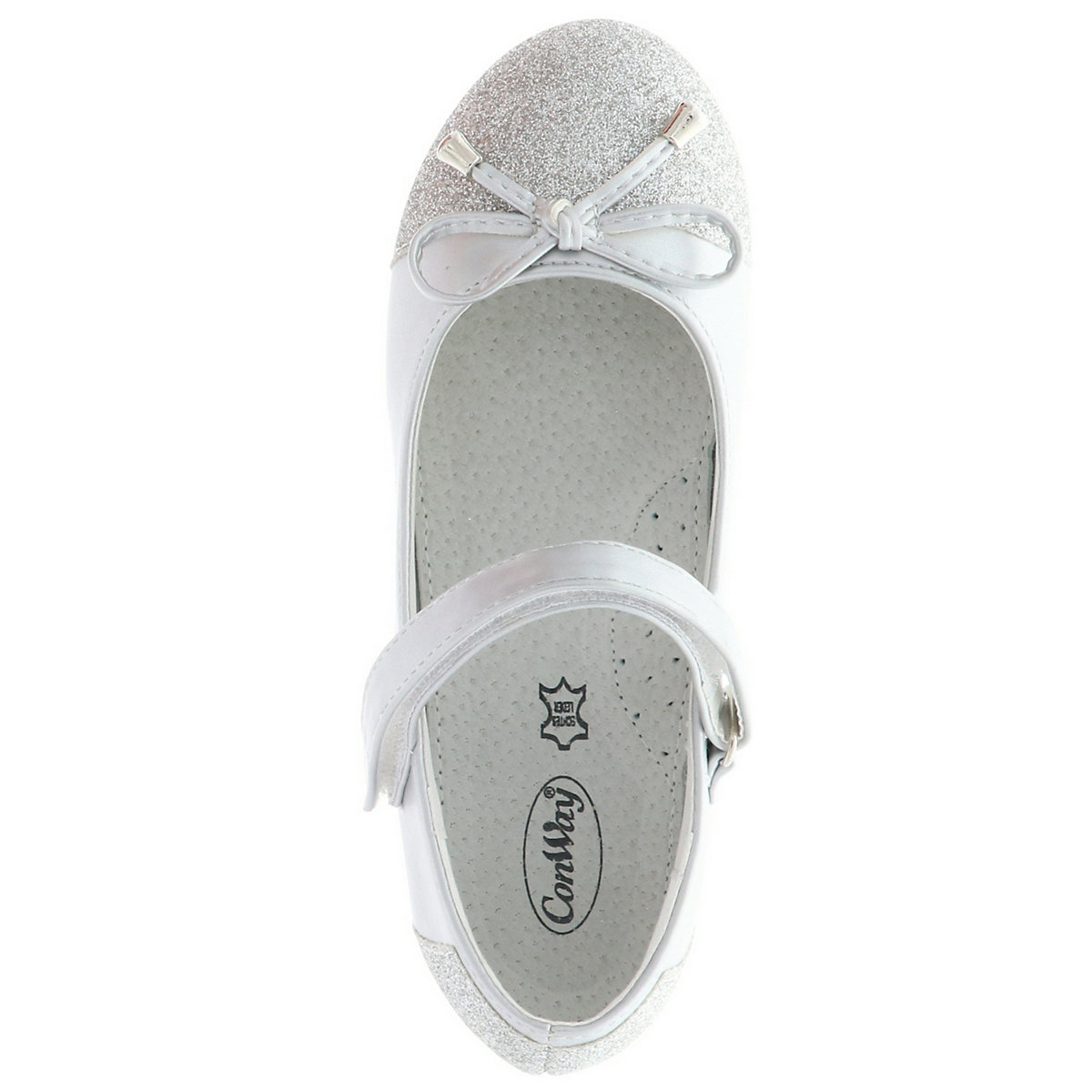 Kinder Mädchen Ballerinas Glitzer Schleife Blockabsatz silber