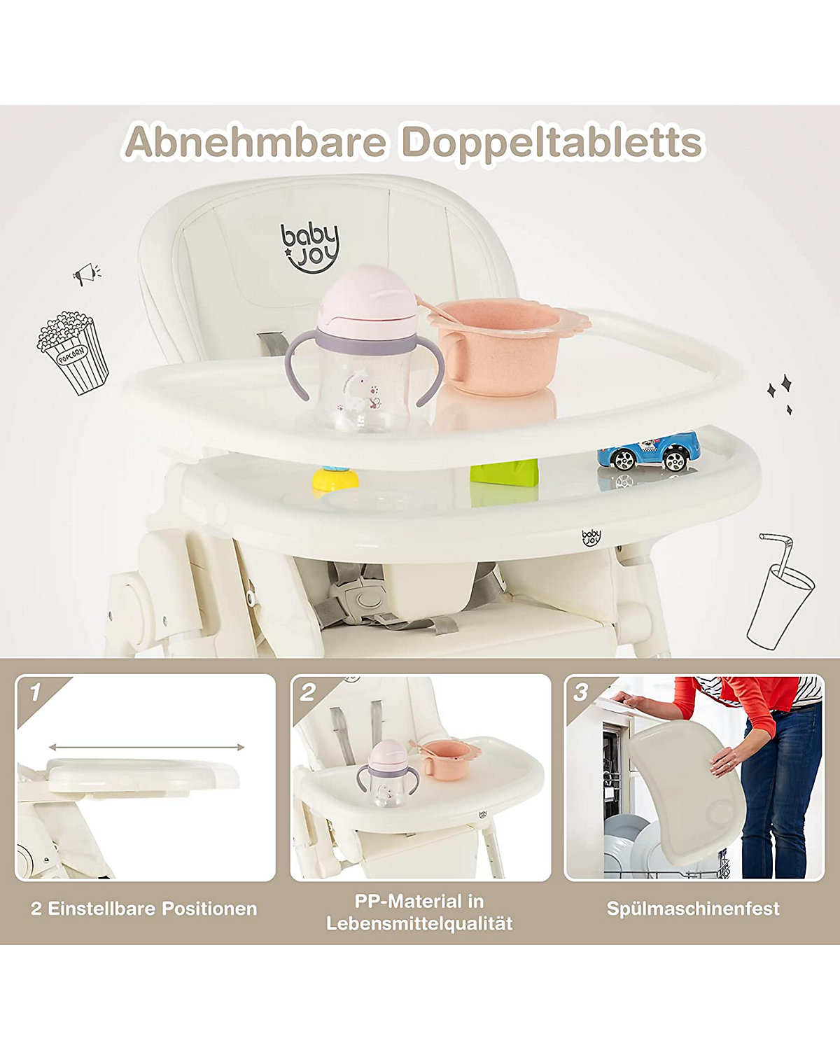 Babyhochstuhl Höhenverstellbar 6-36 Monate
