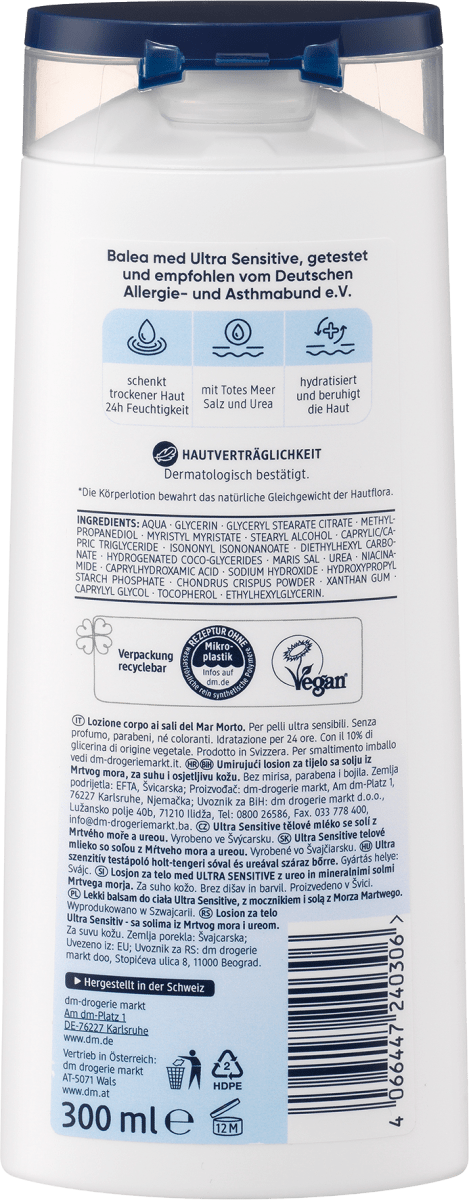 Körperlotion Ultra Sensitive Totes Meer, 300 ml