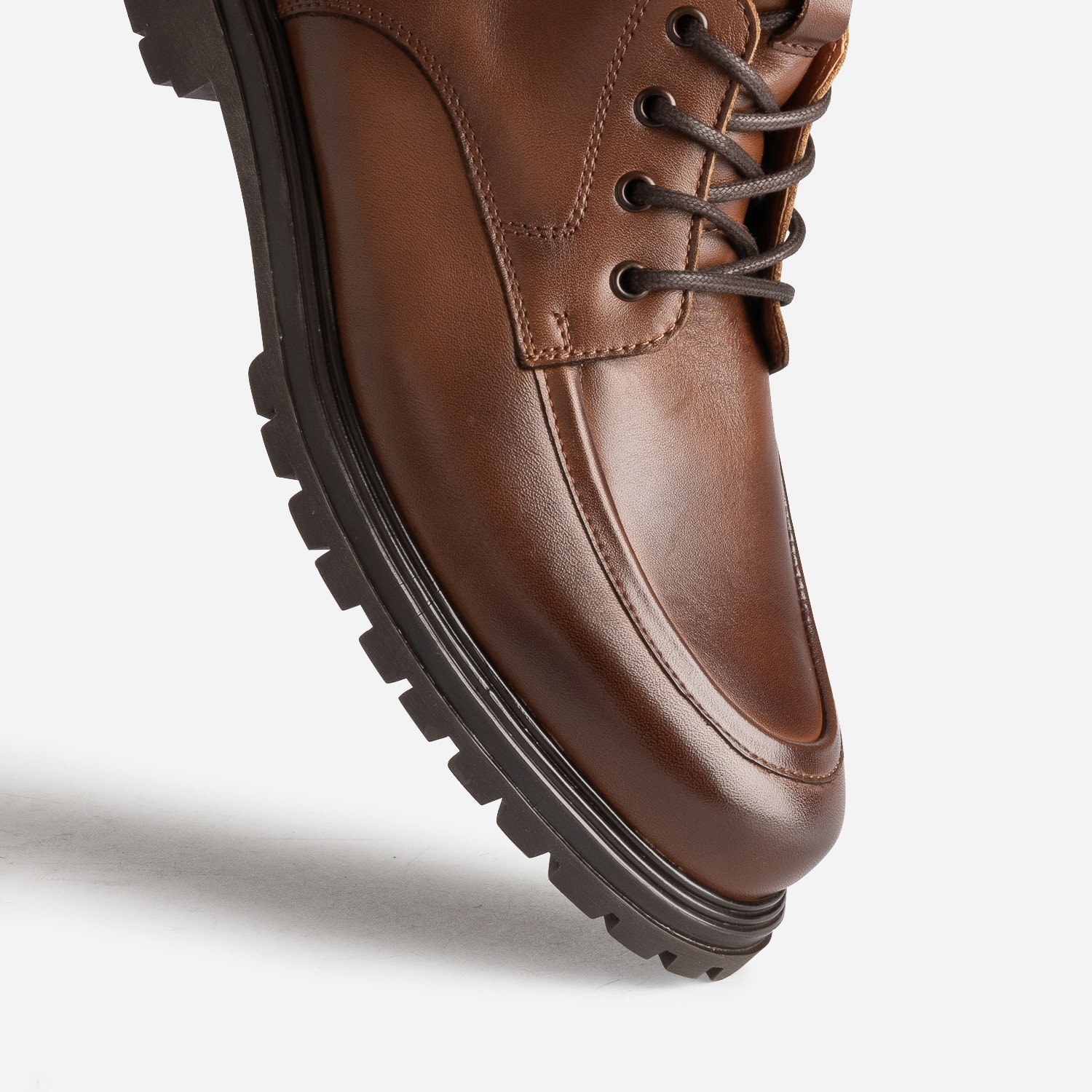 Boots à lacet cognac en cuir