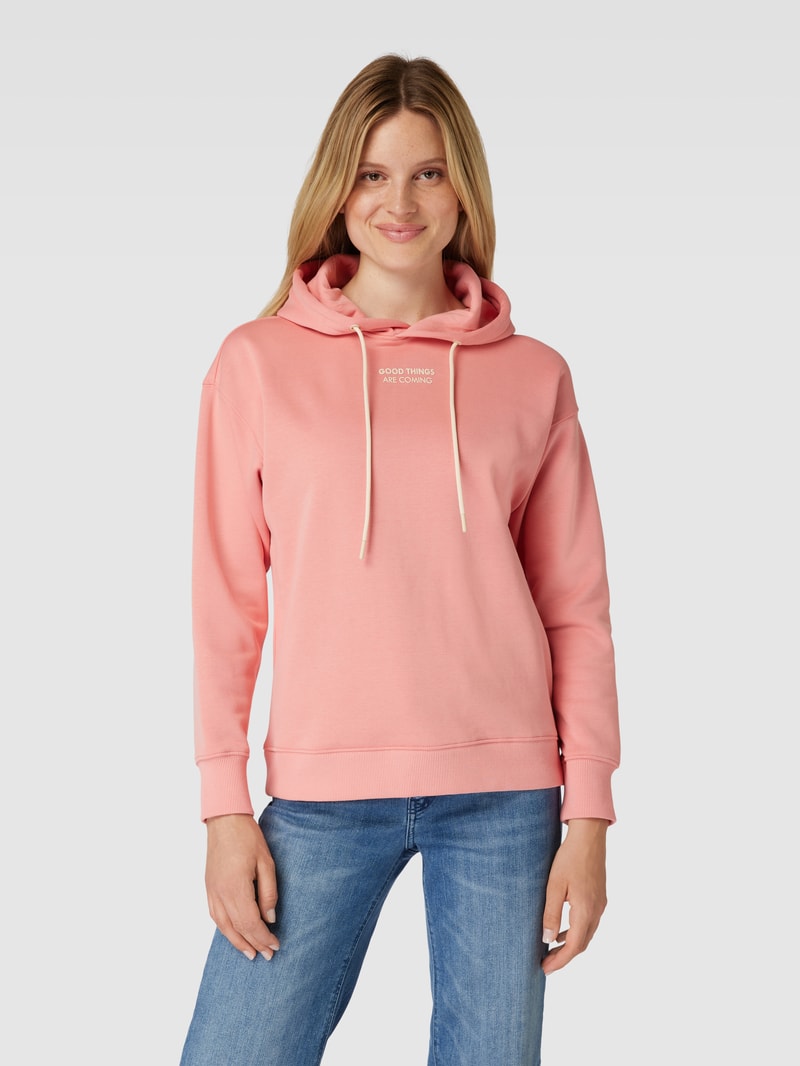 Hoodie mit Tunnelzug in koralle