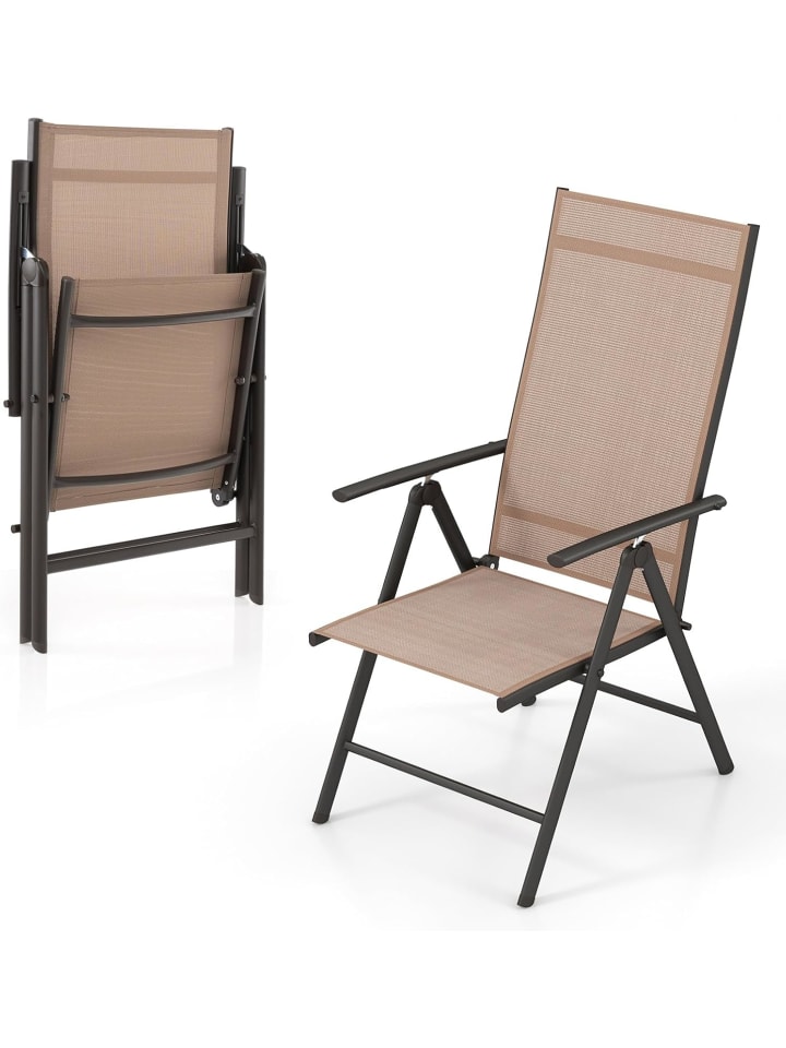 COSTWAY Gartenstuhl Hochlehner in Braun günstig kaufen onesize