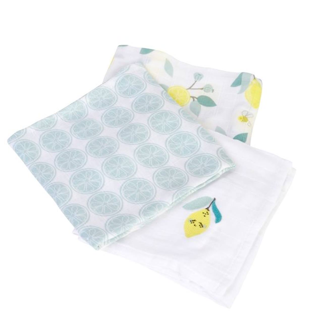 Lot de 3 langes en coton bio* Limonade jaune