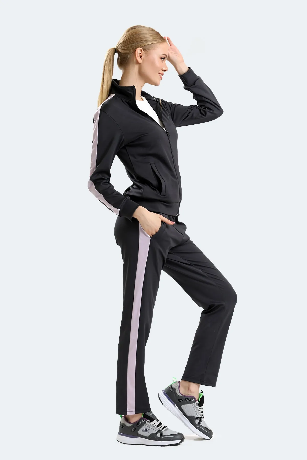 Slazenger  Rıfle Damen-Trainingsanzug-Set Dunkelgrau