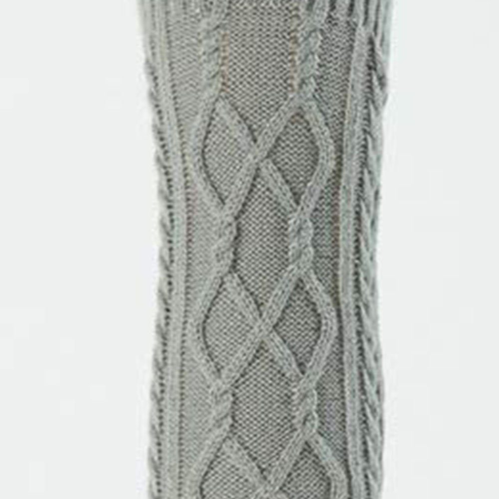 COUNJOYING Beinstulpen Kniestrümpfe Overknee Winter Strick Strümpfe Beinwärmer hellgrau (1-St)