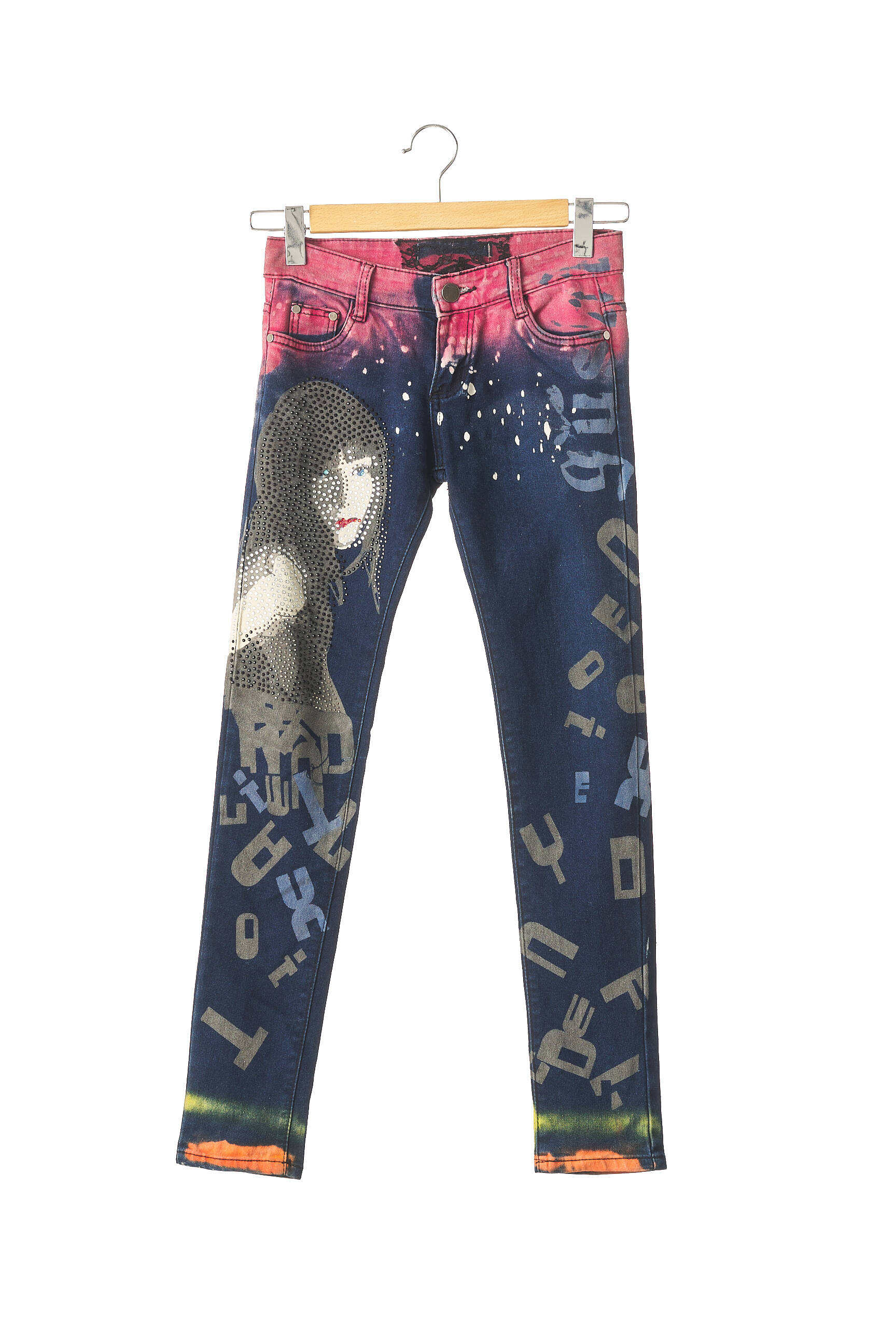 Sans Marque Pantalons Slim Femme couleur bleu