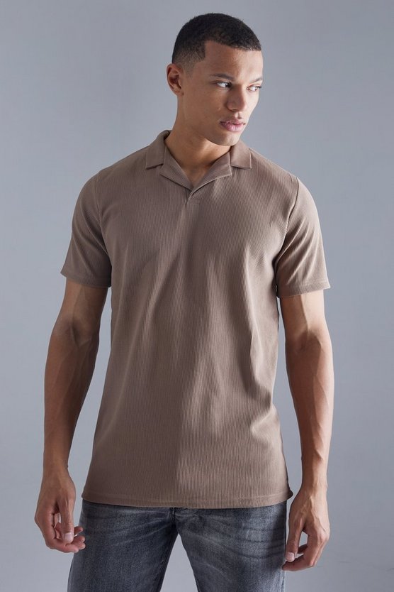 Tall geripptes Slim-Fit Ottoman Poloshirt