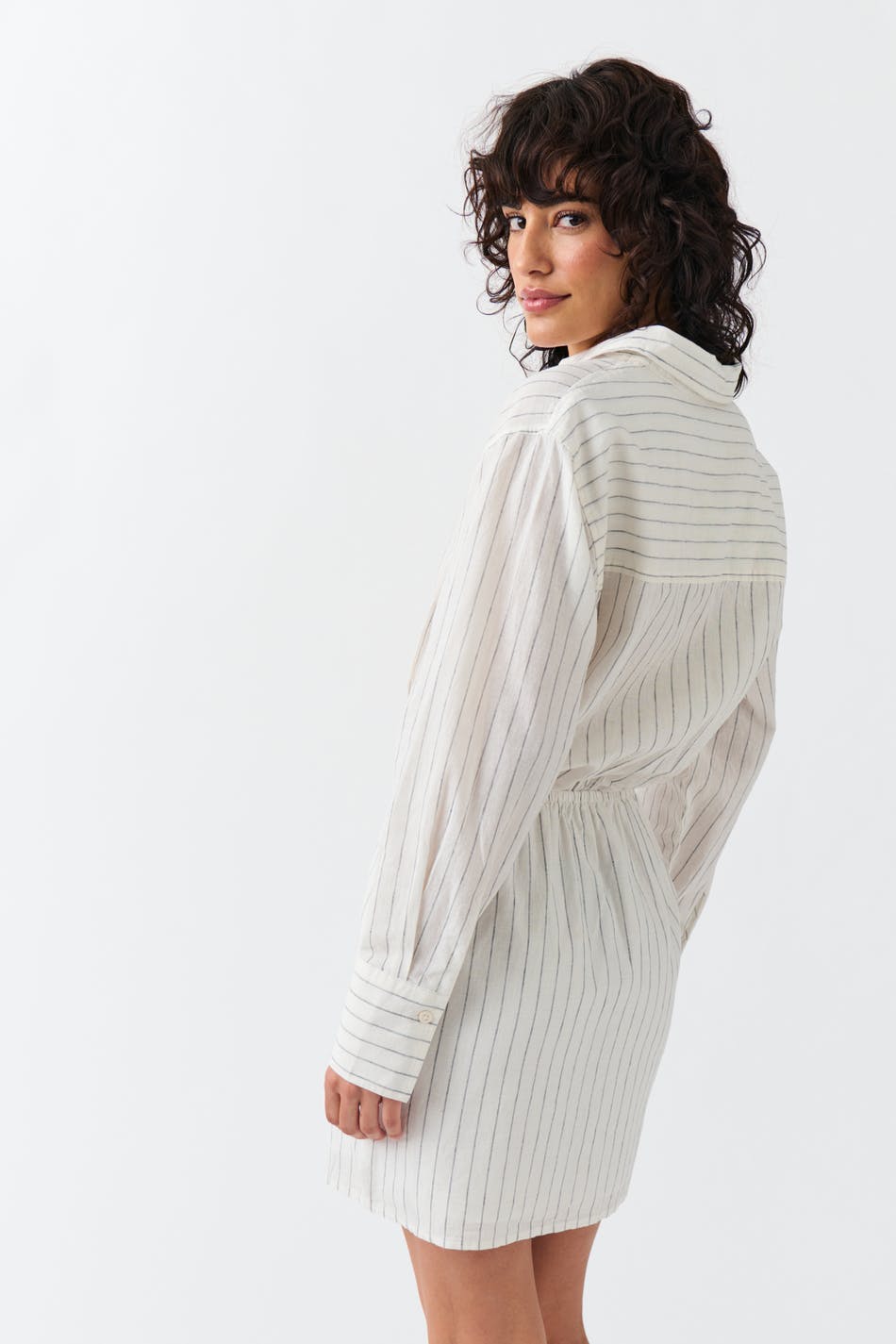 Linen blend shirt dress