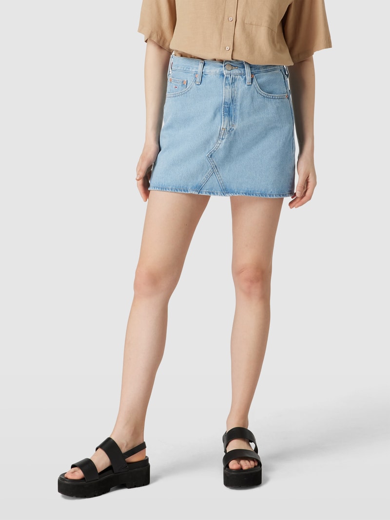 Jeansrock mit Ziernähten Modell 'IZZIE' in hellblau