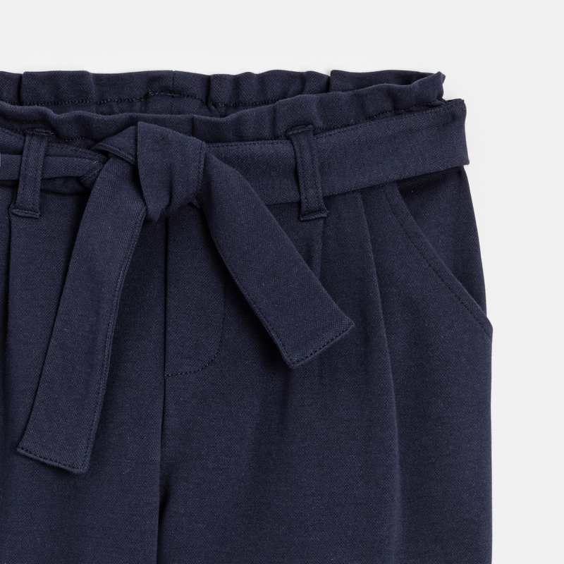 Pantalon chino ceinturé bleu fille