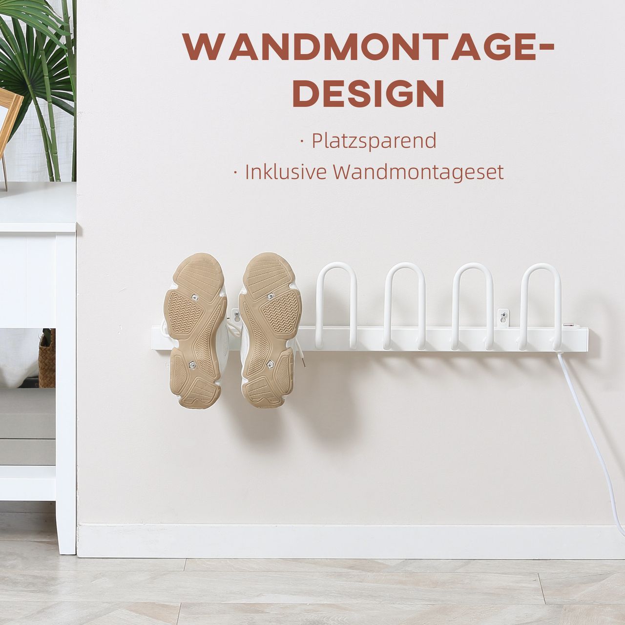 HOMCOM 60 W Elektrischer Schuhtrockner für 3 Paar Schuhe Wandmontage Haushalt