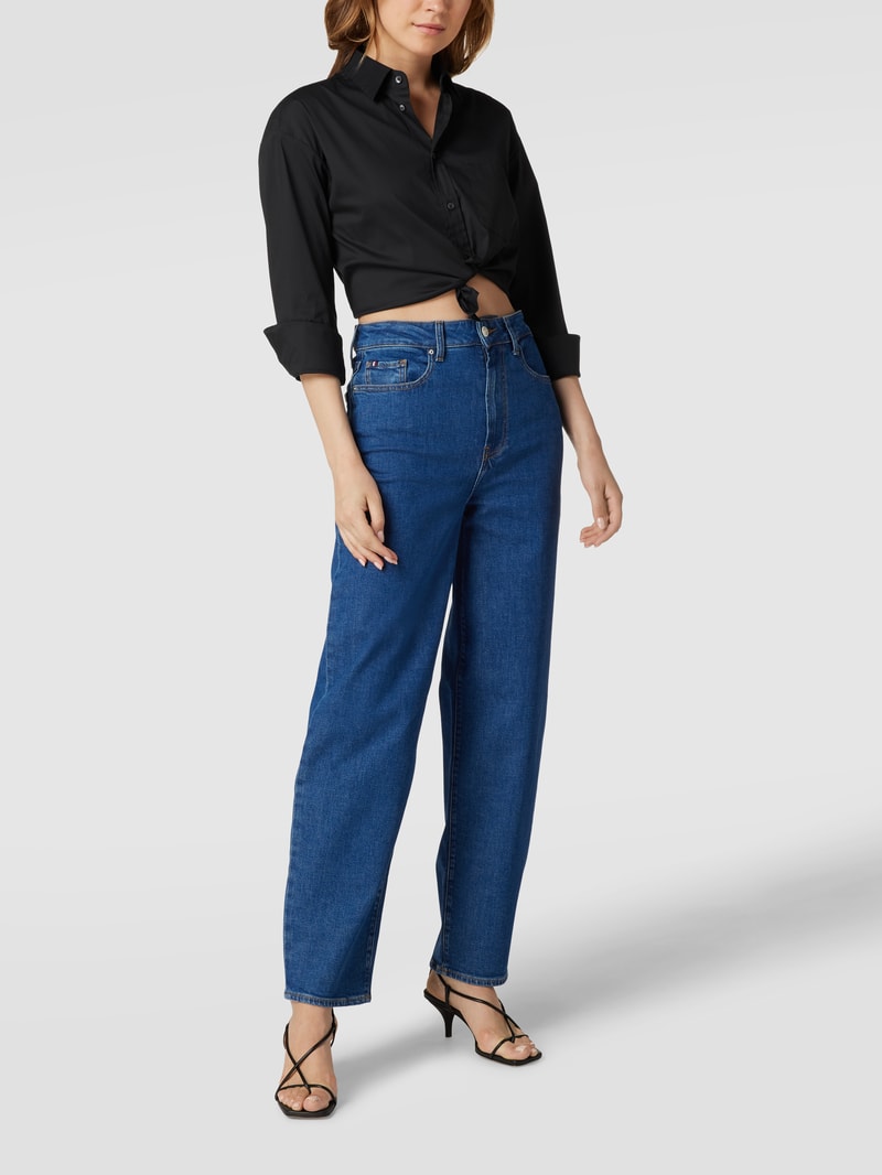 Jeans mit Label-Patch aus Leder in jeans