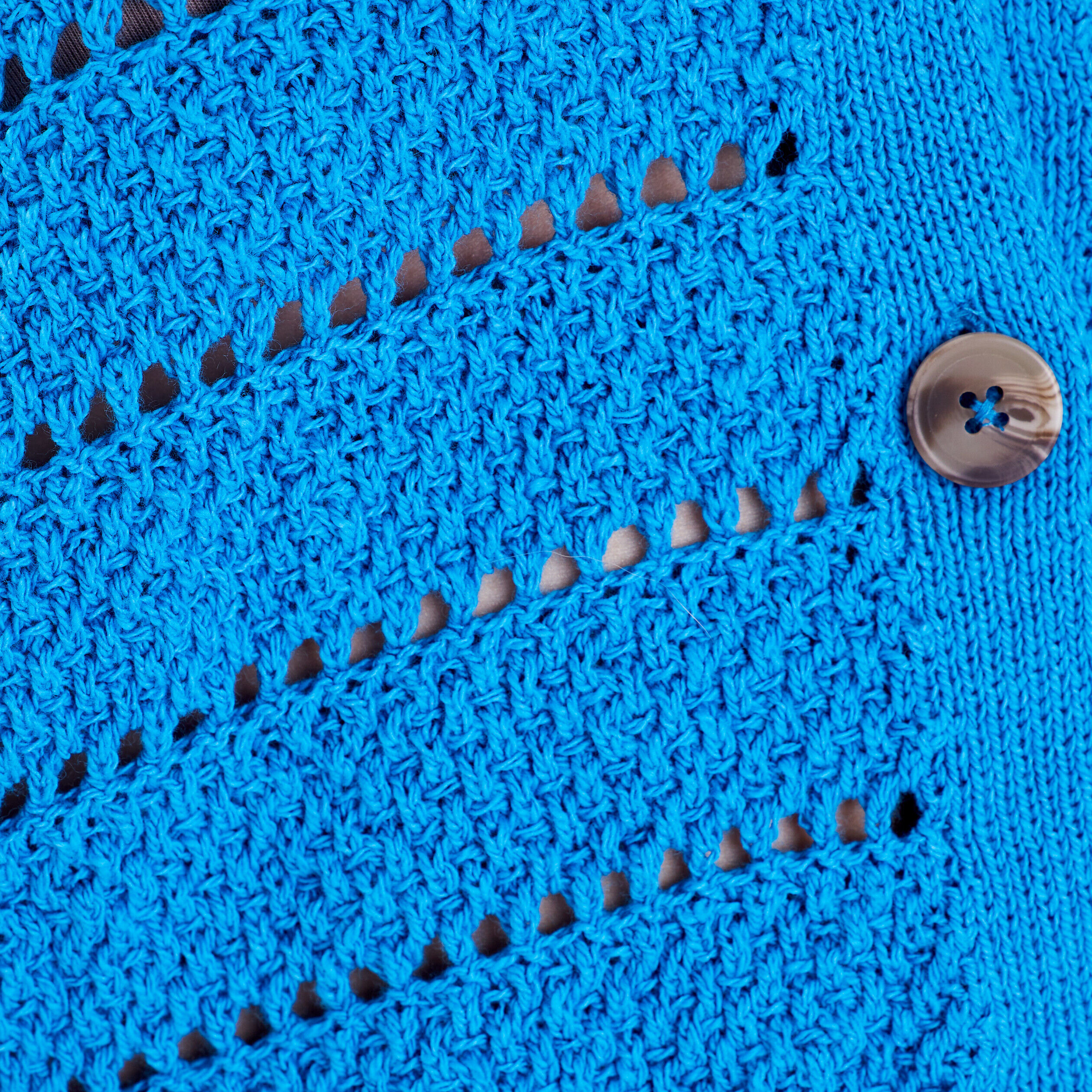 Gilet boutonné aspect crochet bleu femme | Cache Cache