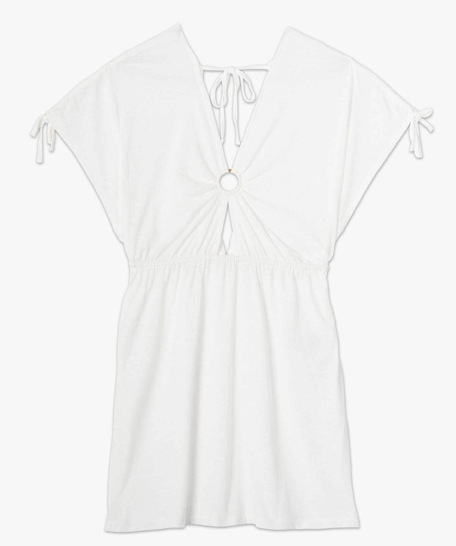 Robe de plage femme à double décolleté en V blanc | GEMO