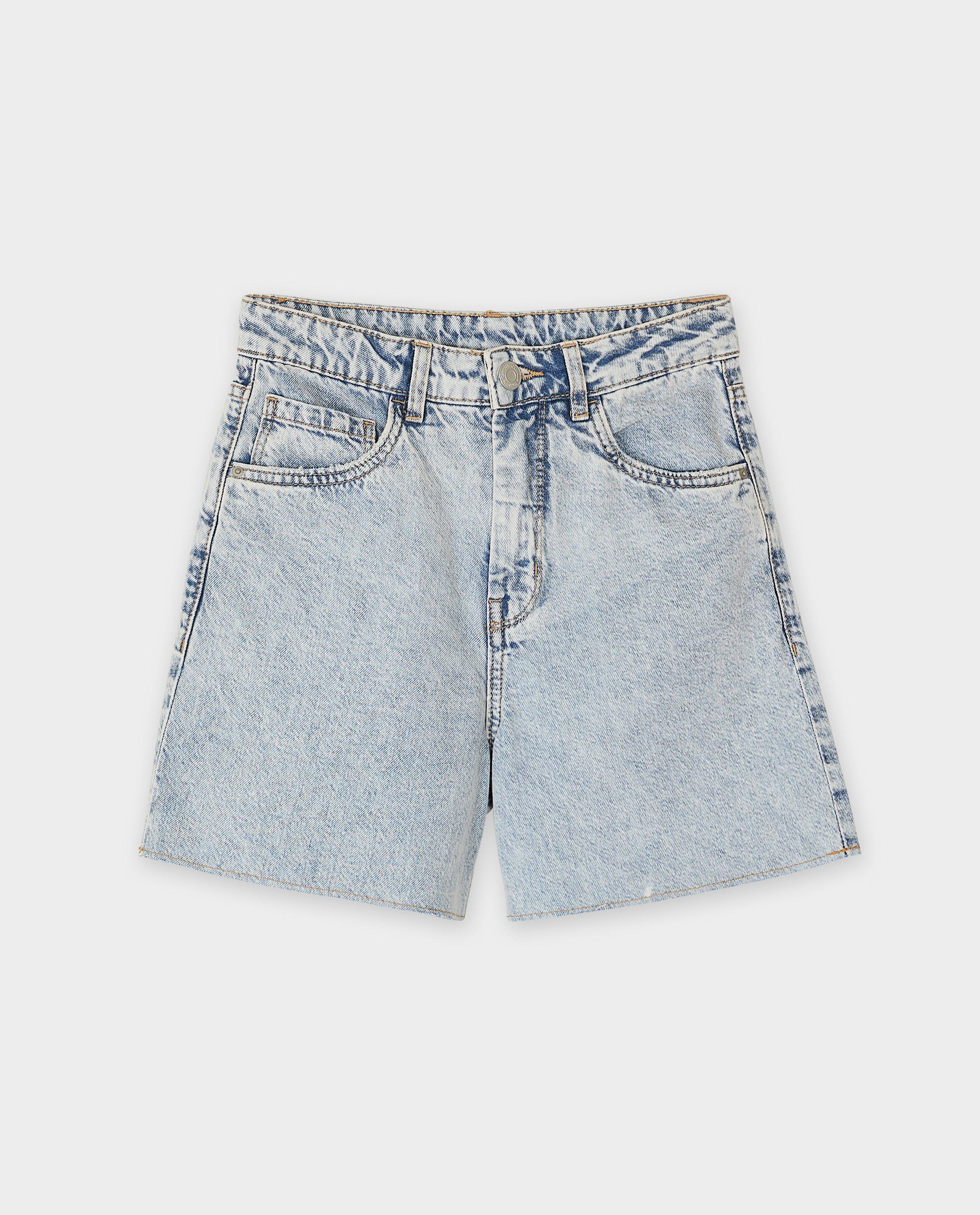 Pantaloni scurți din denim rupți CAMILLE, croială largă, 6-14 ani albastru deschis