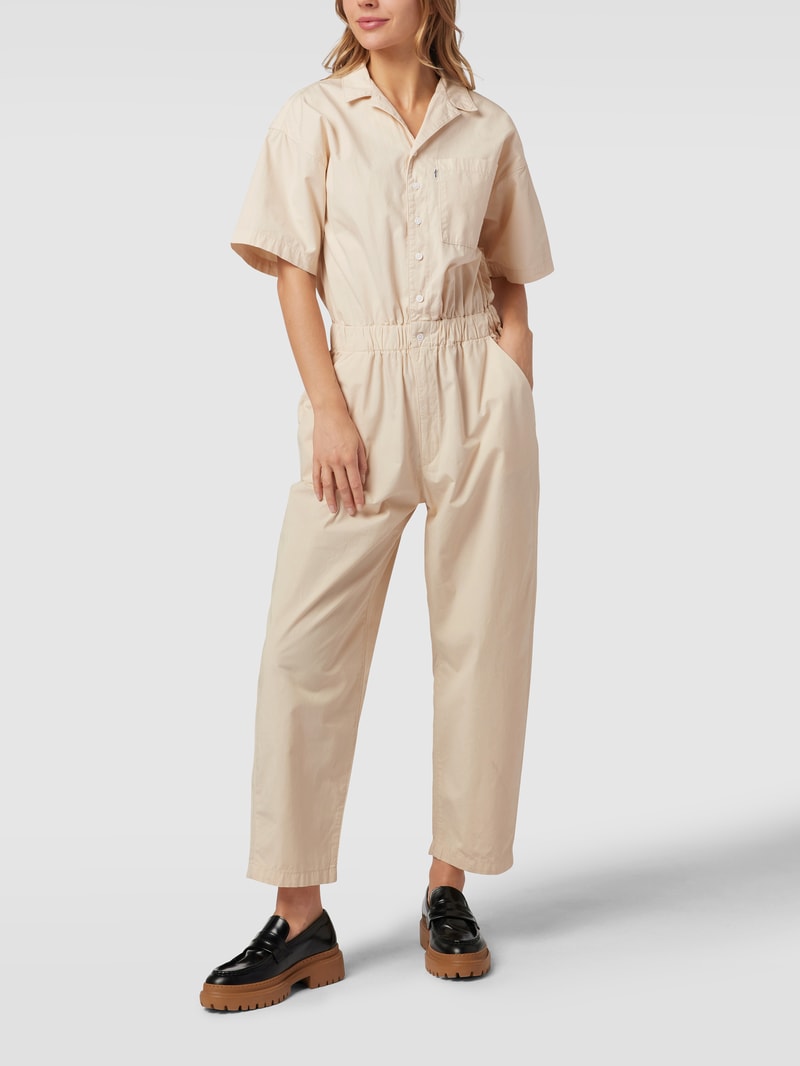 Jumpsuit mit Brusttasche und elastischer Taille in ecru