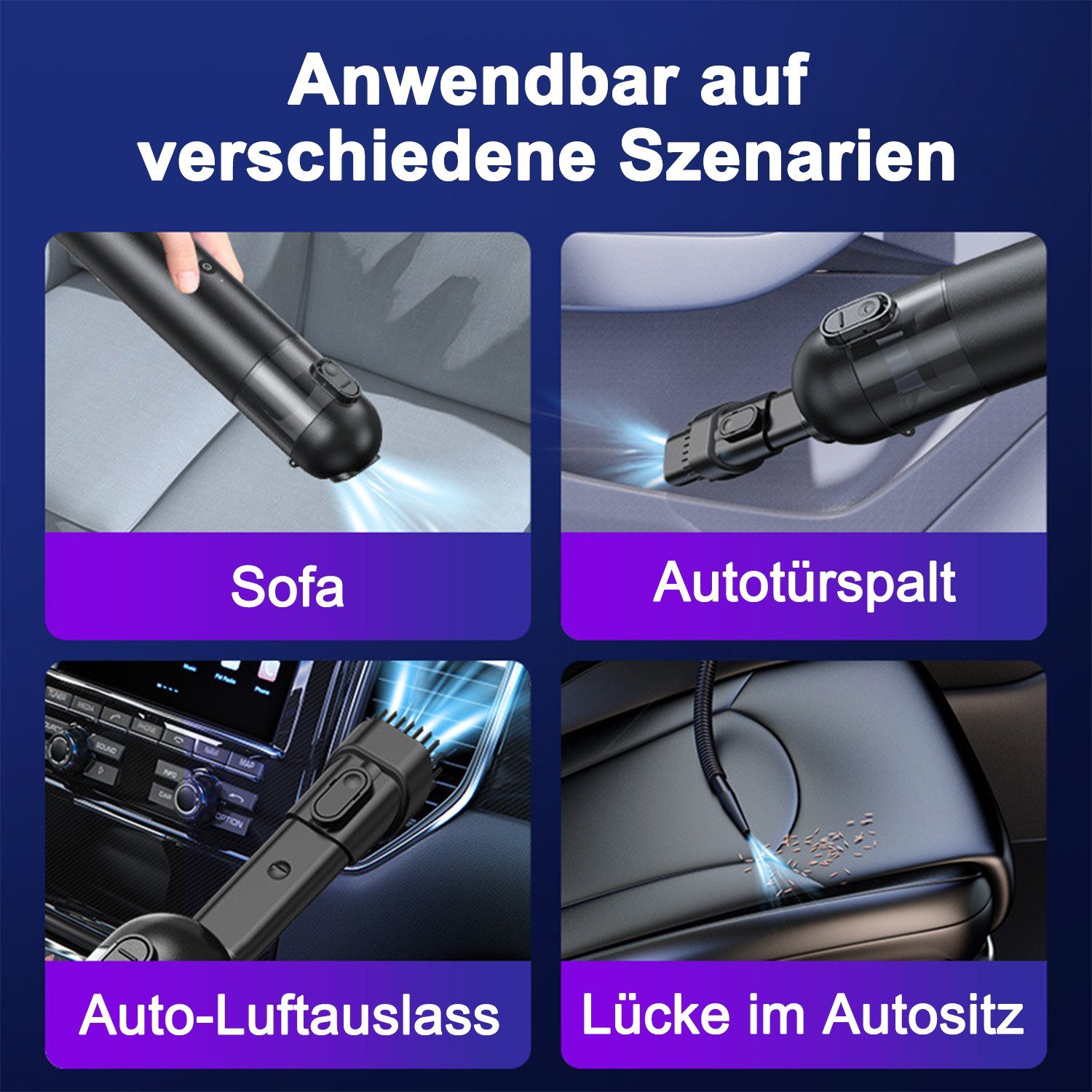 Kpaloft Akku-Handstaubsauger 6000Pa Kabelloser Autostaubsauger, Tragbarer Handsauger, 1500mAh Staubsauger, Nass & Trocken, für Tierhaare, Auto, Haus