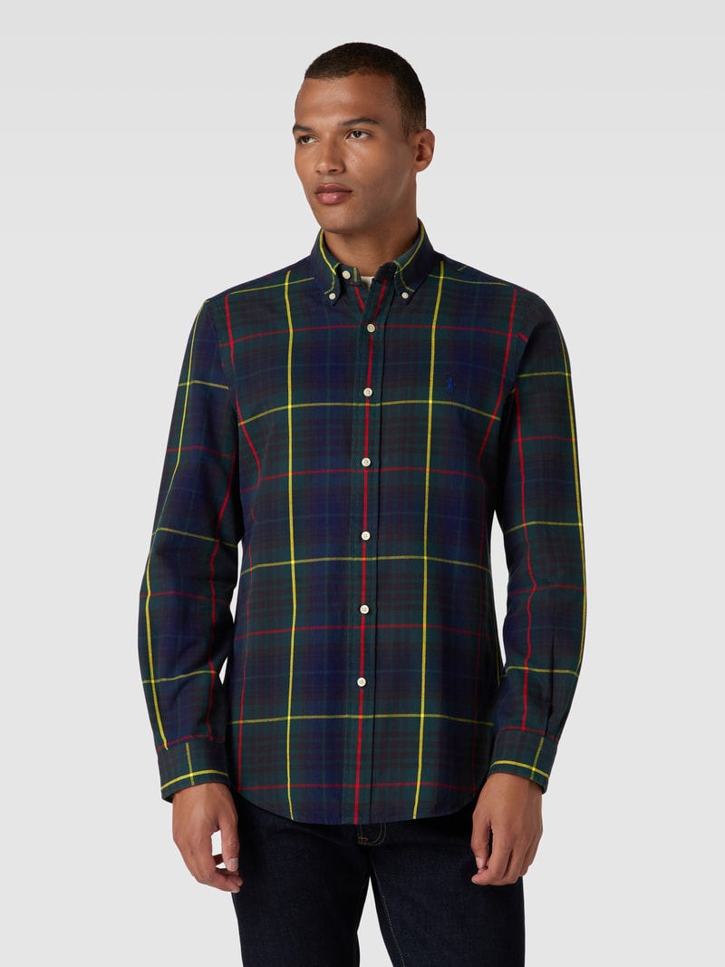 Custom Fit Freizeithemd mit Tartan-Karo in dunkelgrün