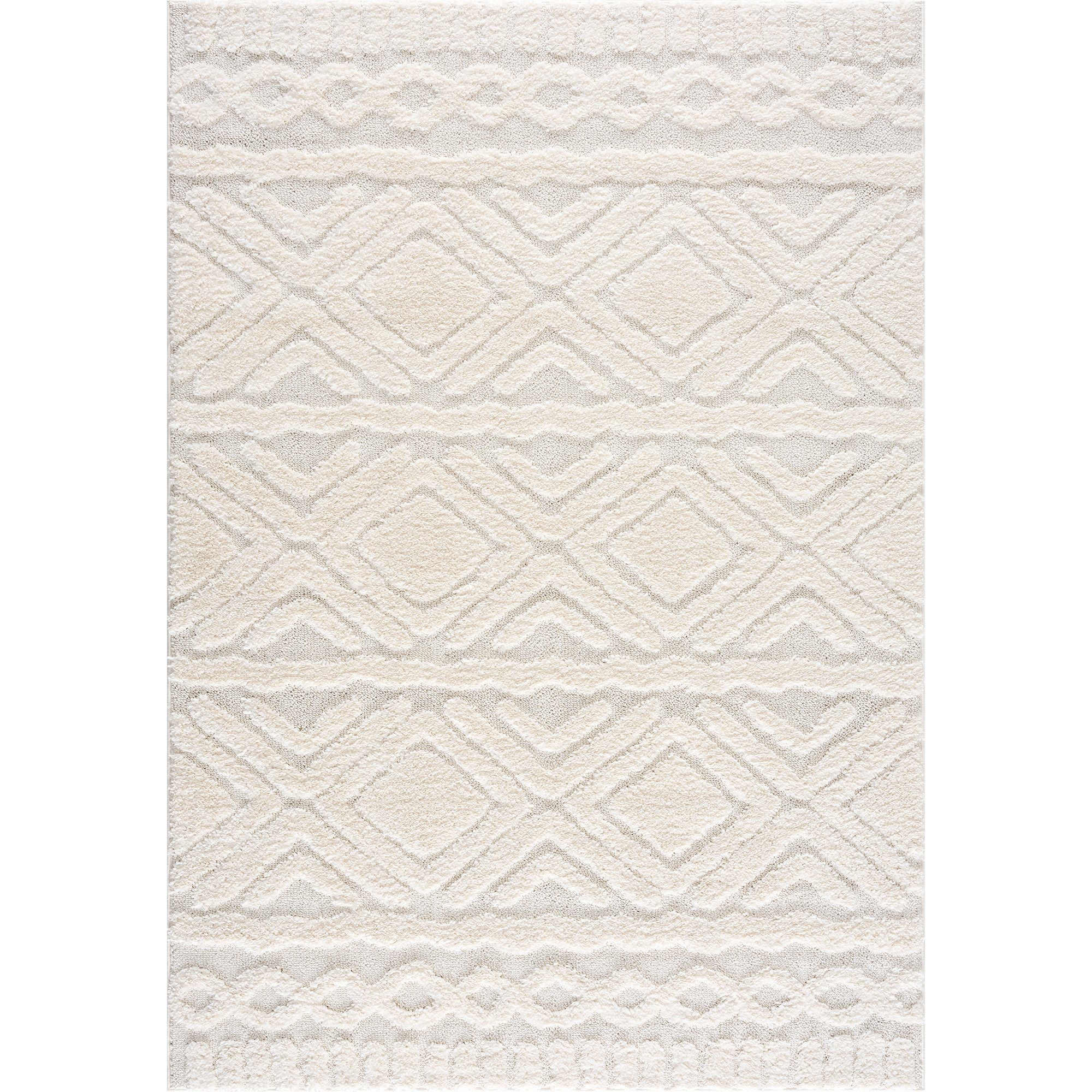 Hochflor-Teppich Boho Skandinavisch Style - Pastellfarben - Raute Muster Meliert, payé, Rechteckig, Höhe: 20 mm, Cut-Loop