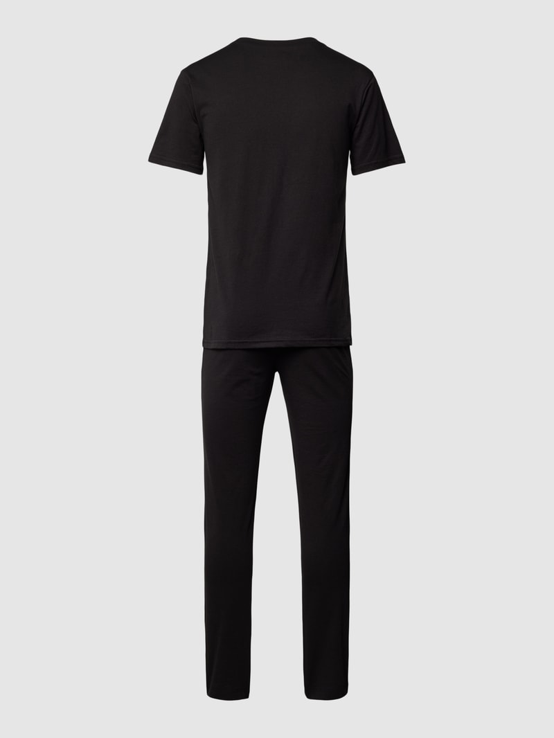 Pyjama mit Label-Print Modell 'JAMES' in schwarz