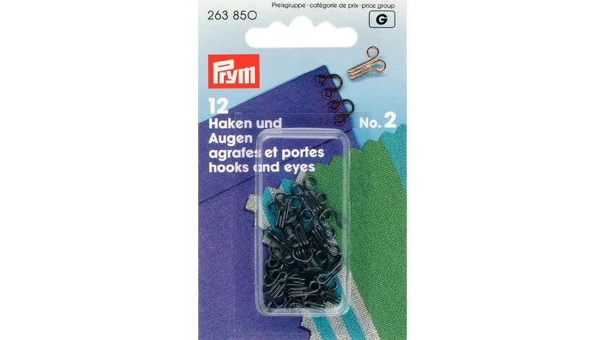 Prym Federhaken und -augen Messing Gr. 2 schwarz