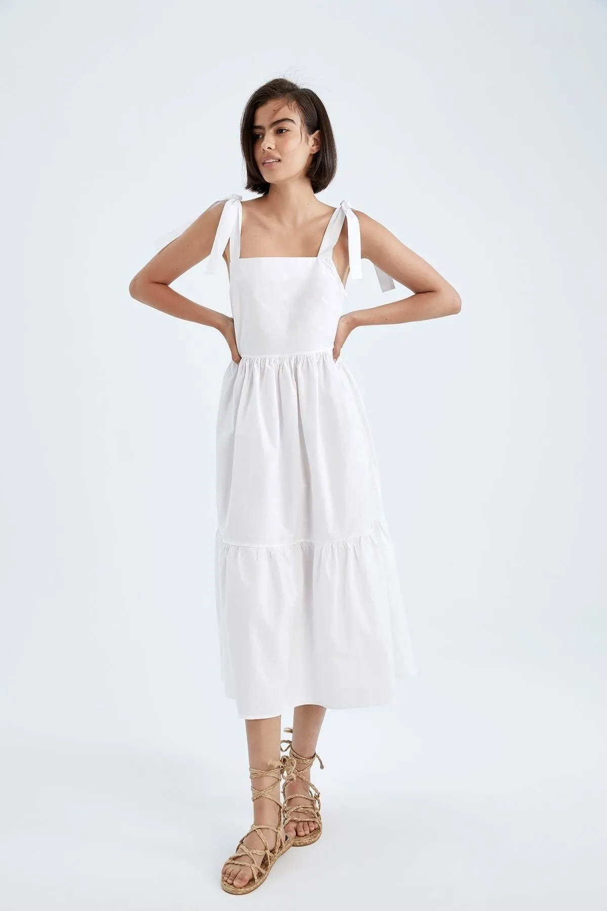DeFacto  Popeline-Midikleid aus 100 % Baumwolle mit Trägern