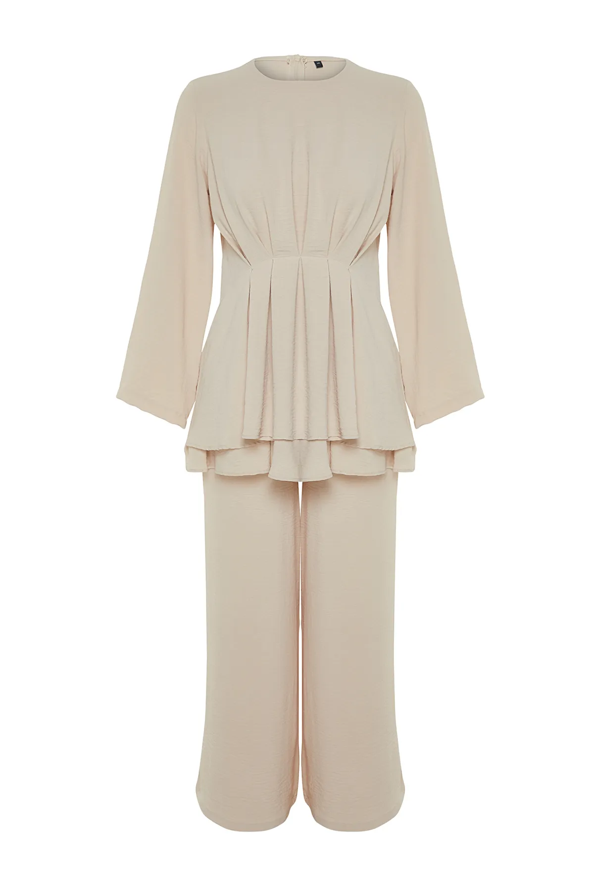 Trendyol Modest  Steinfarbenes Aerobin-Tunika-Hose-Set mit gewebter Unterseite und Oberteil TCTSS24US00009