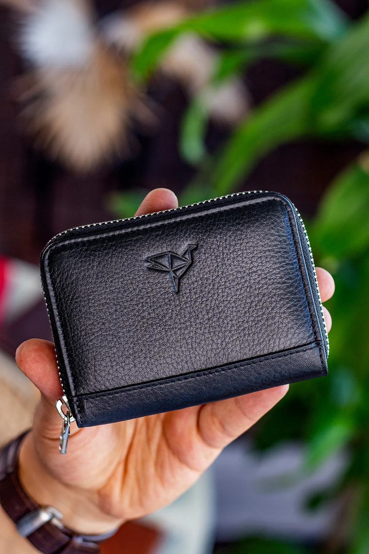 Garbalia  Sydney Echtleder-Rfid-blockierende schwarze Unisex-Geldbörse mit Münzfach