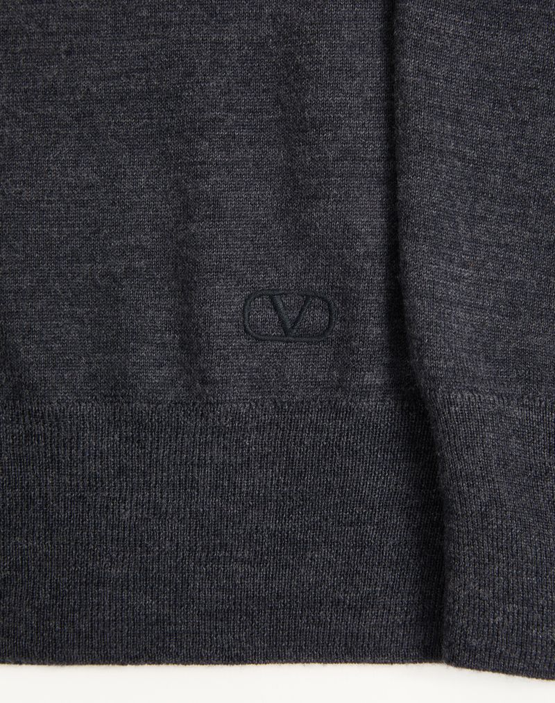 Valentino poloshirt van wol met V-logo borduurwerk
