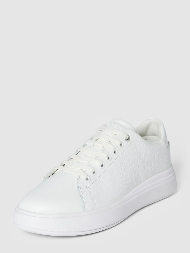 Sneaker aus Leder-Mix mit Label-Details Modell 'RAISED' in weiß
