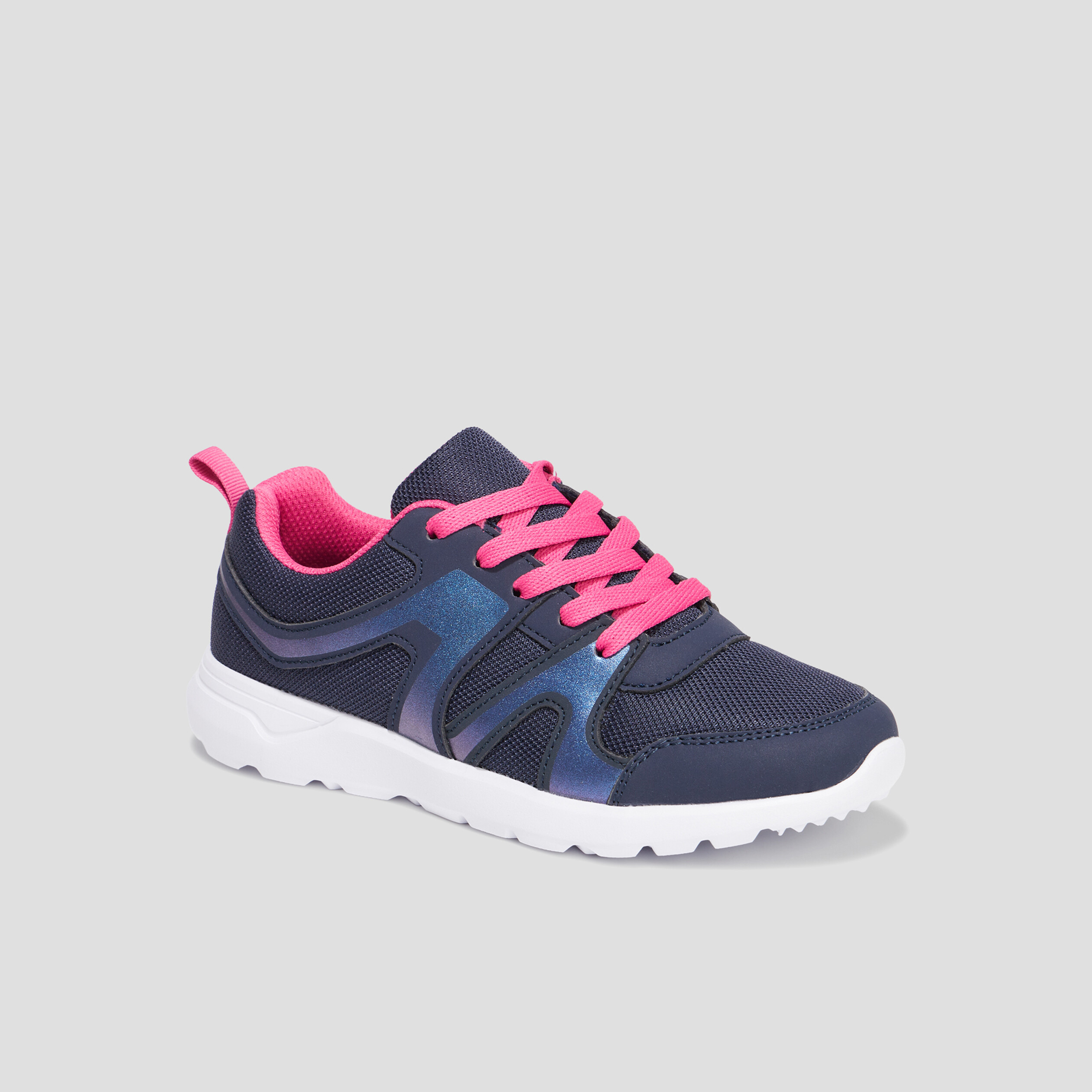 Baskets running à lacets bleu marine fille | La Halle