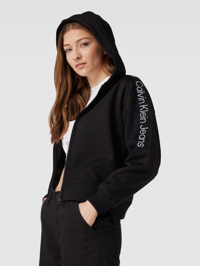 Sweatjacke mit Label-Details in black