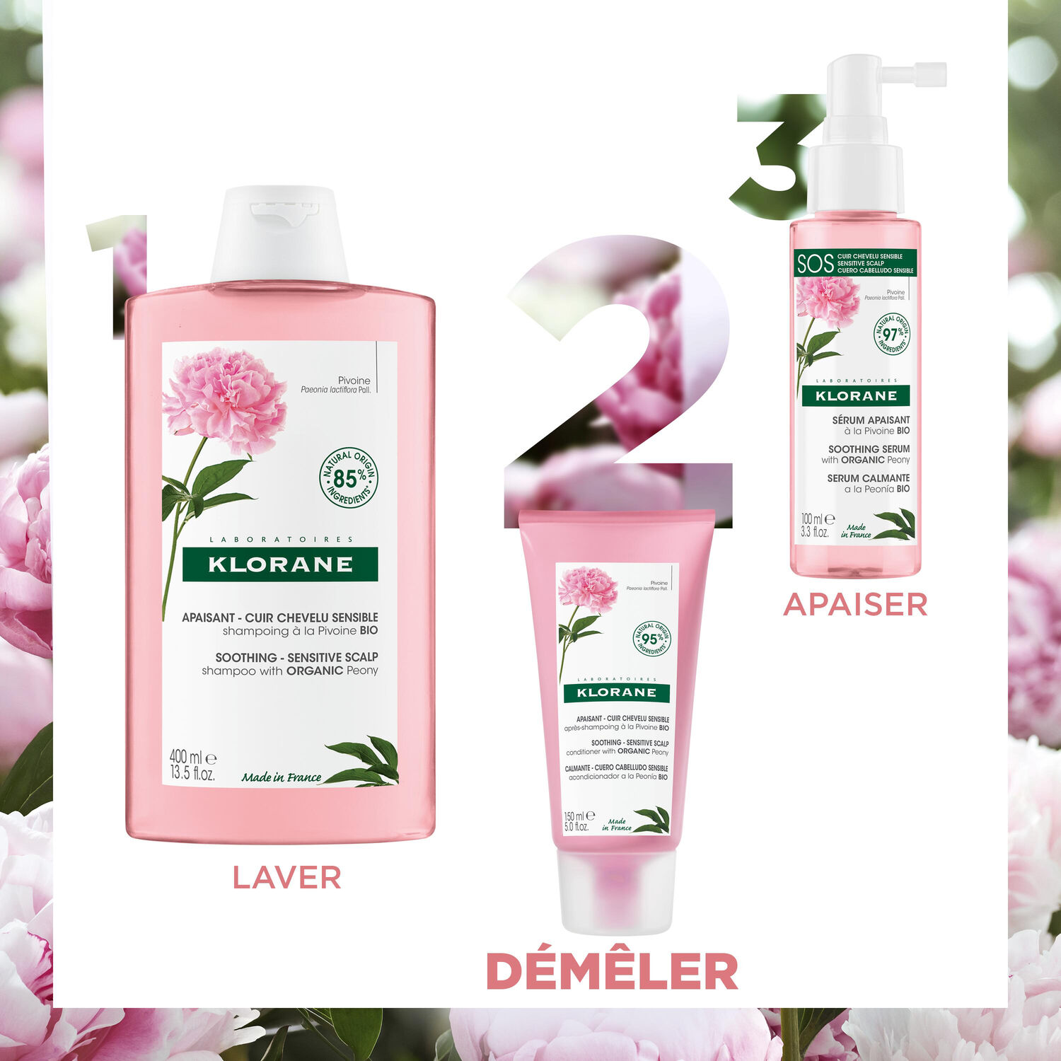 Klorane Après-Shampoing Pivoine - Cuir chevelu irrité - 150 ml