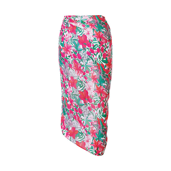 Damen Badebekleidung Pareo, Flower AOP pink/green