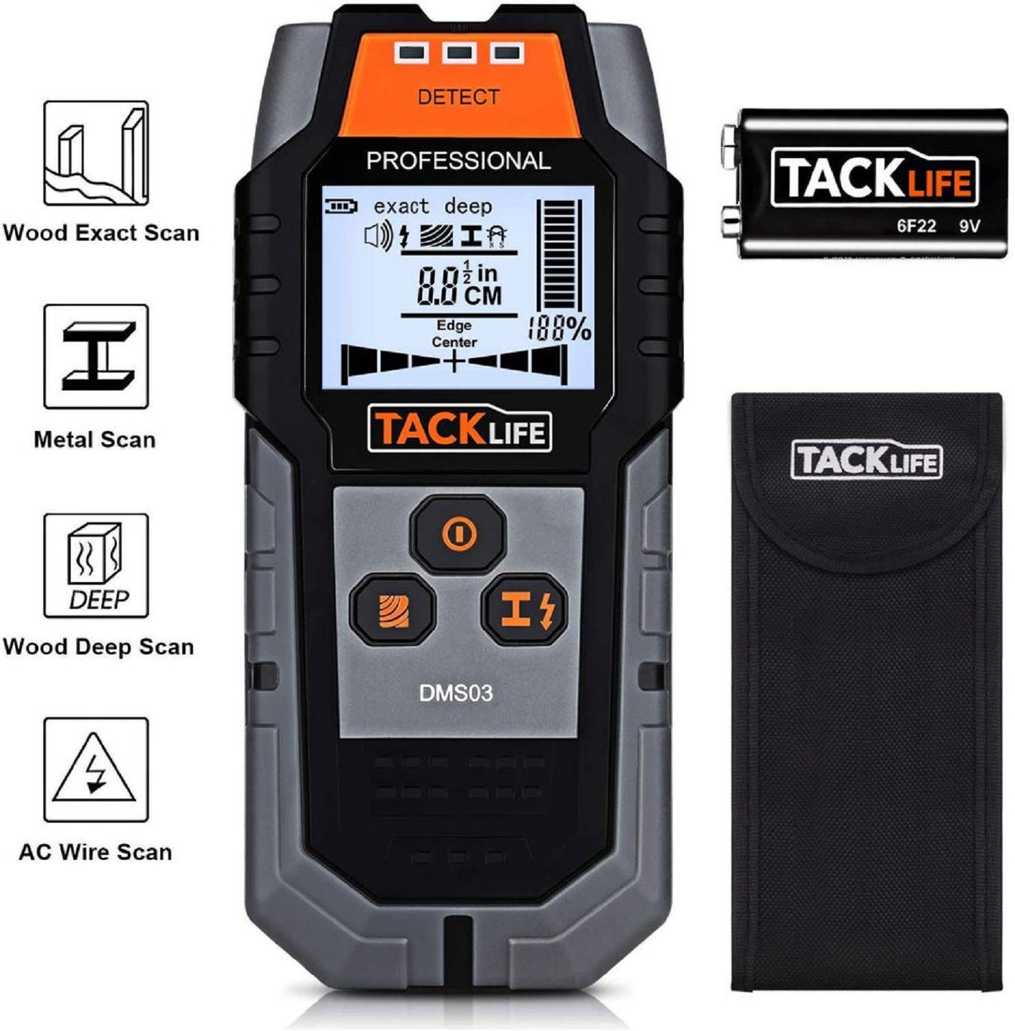 TACKLIFE Metalldetektor, 4 in 1 Center Finding Wanddetektor Finder