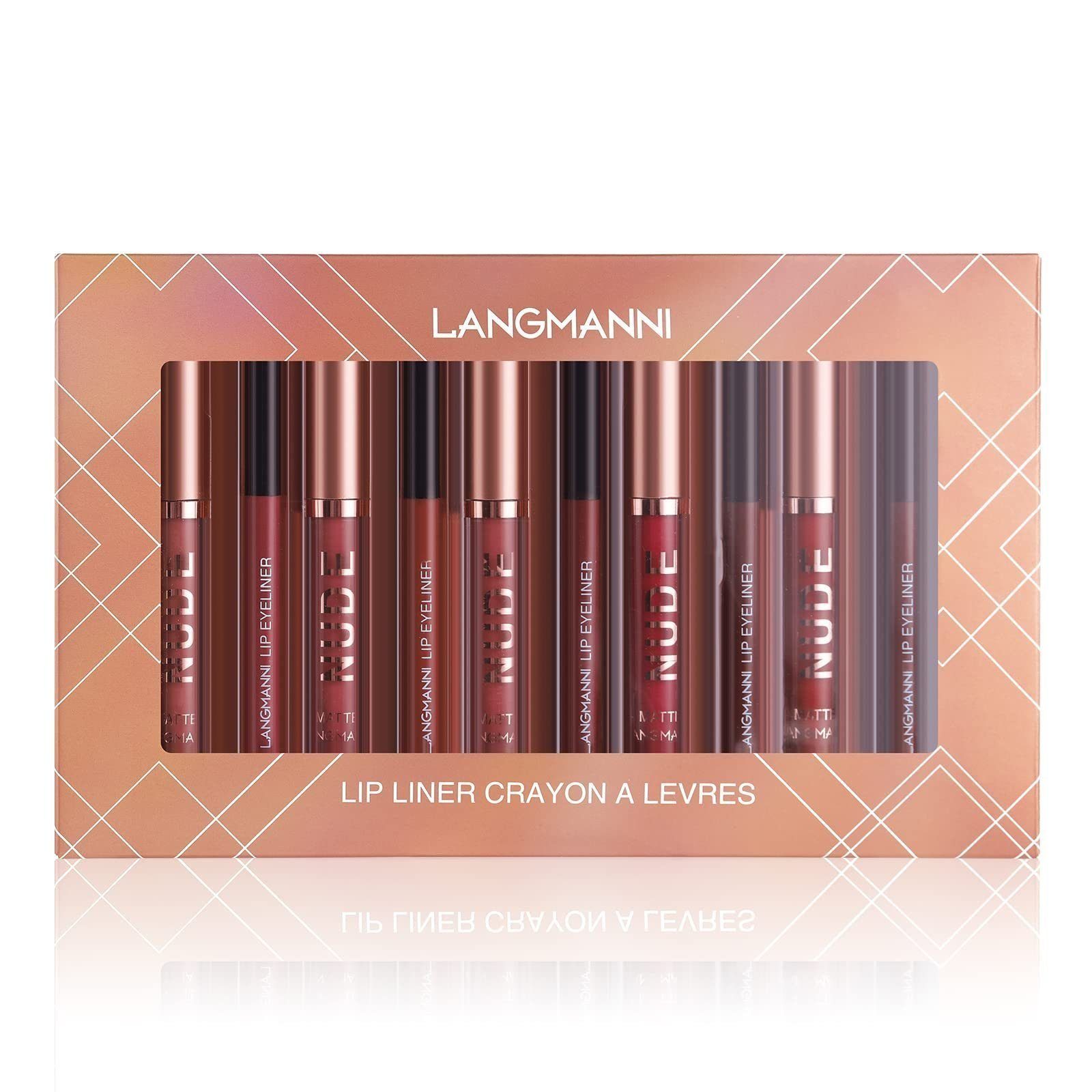 POCHUMIDUU Lippenstift-Set 12 Stück Lipgloss-Set, 6 Lippenstifte mit 6 Lippenkonturenstiften, 12-tlg., Wasserfest, Hochpigmentierter Samt, Lipgloss-Set
