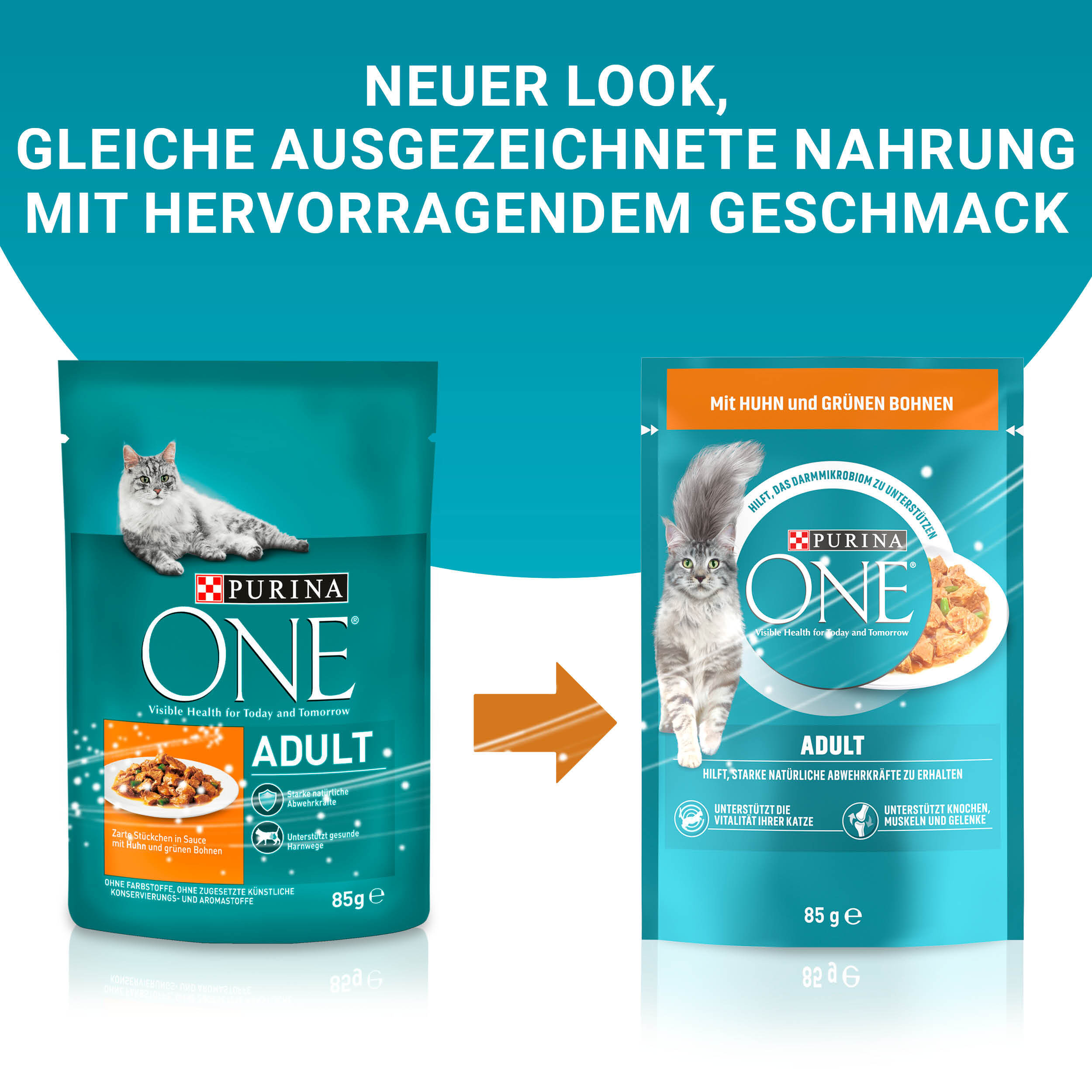 Purina ONE Nassfutter Purina ONE Adult 26x85g mit Huhn und grünen Bohnen