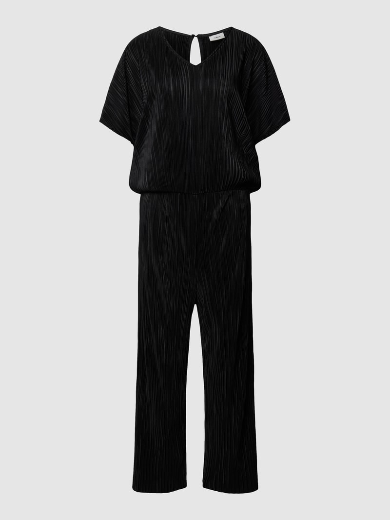 Jumpsuit mit Plisseefalten in schwarz