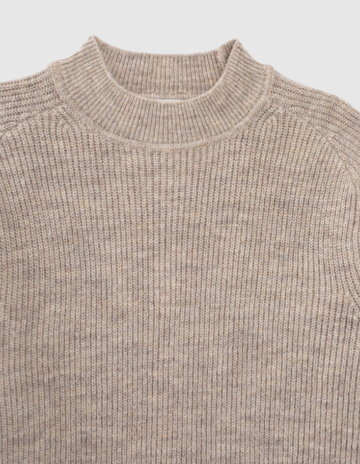 Pull vison tricot côtelé à col cheminée Homme