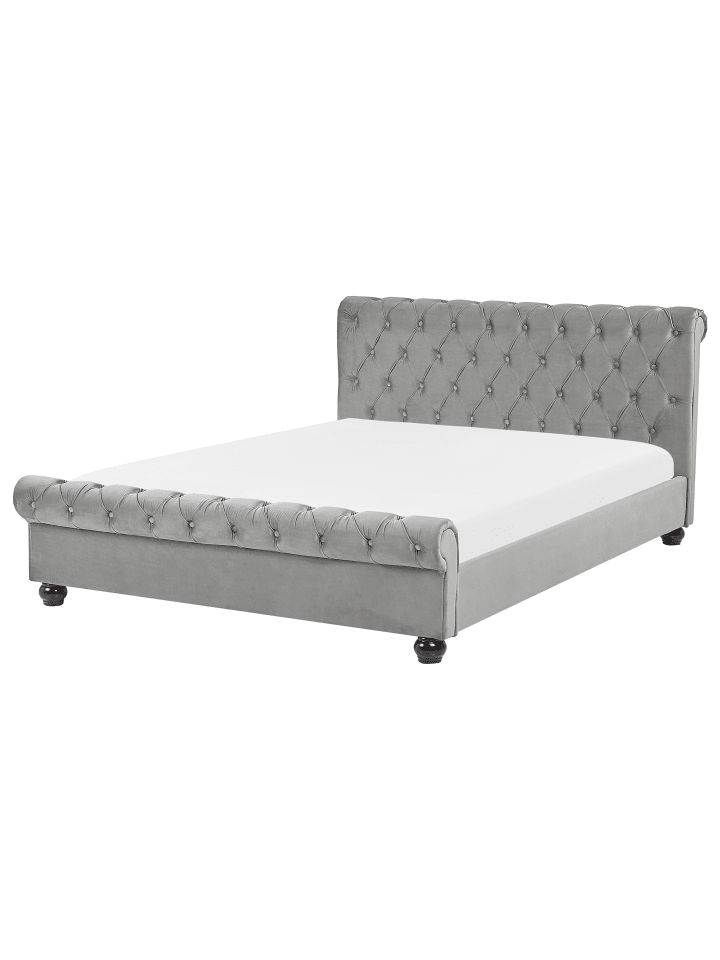 Beliani Doppelbett AVALLON in Grau/Schwarz - (W) 172 x (H) 94 x (L) 233 cm günstig kaufen onesize