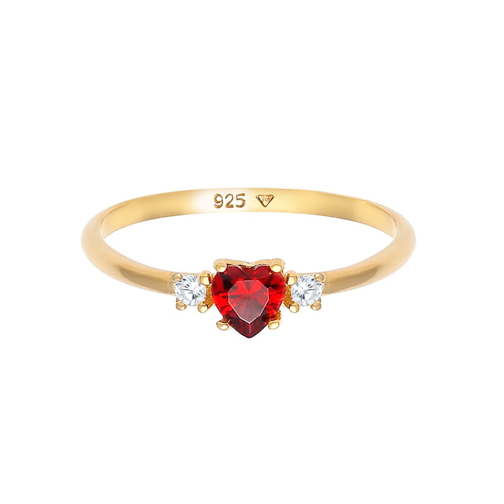Elli Elli Bague Femme Amour Cœur Rouge avec Cristaux de Zirconium en Argent Sterling 9 Bague