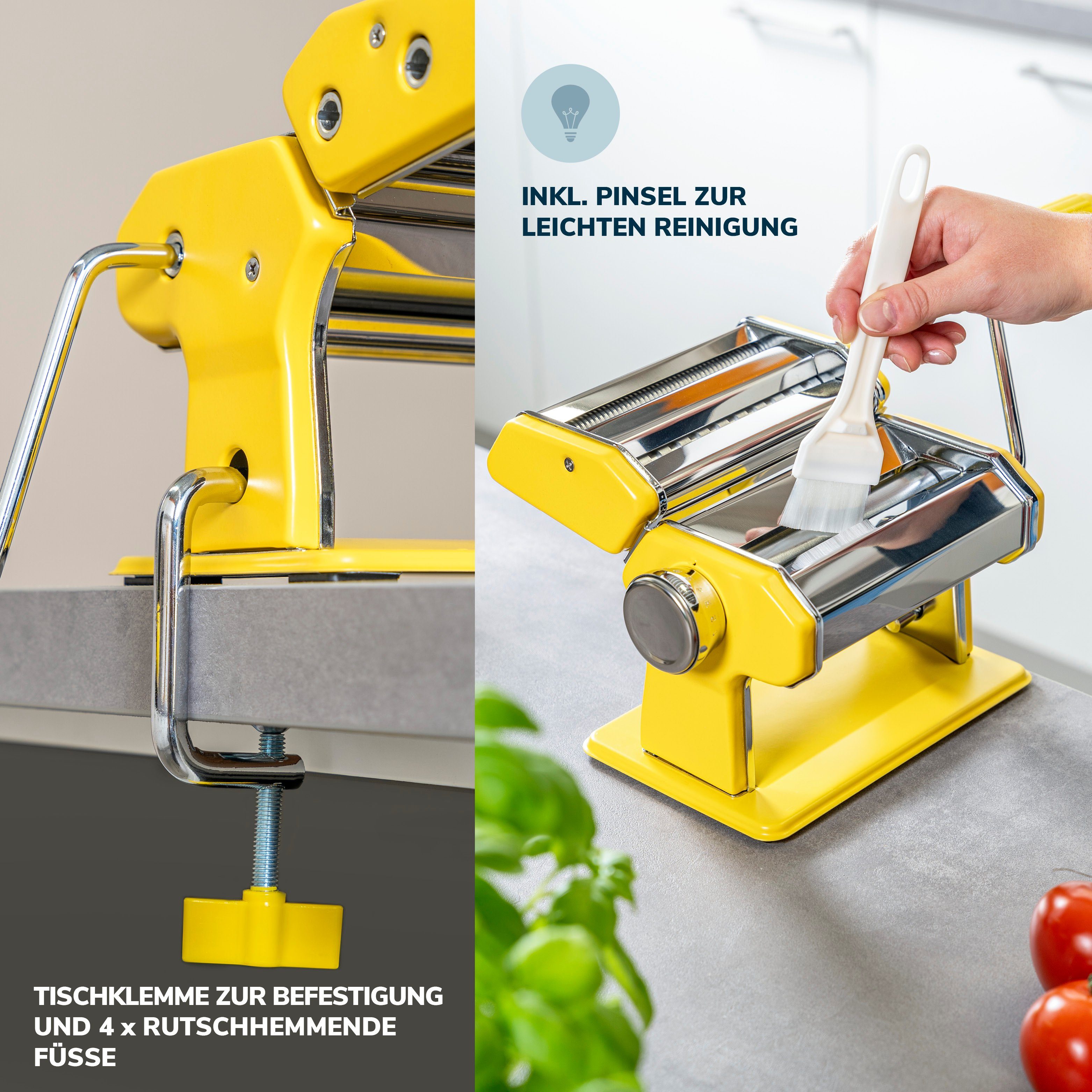 bremermann Nudelmaschine bremermann Nudelmaschine Edelstahl/Metall gelb - für Spaghetti, Pasta