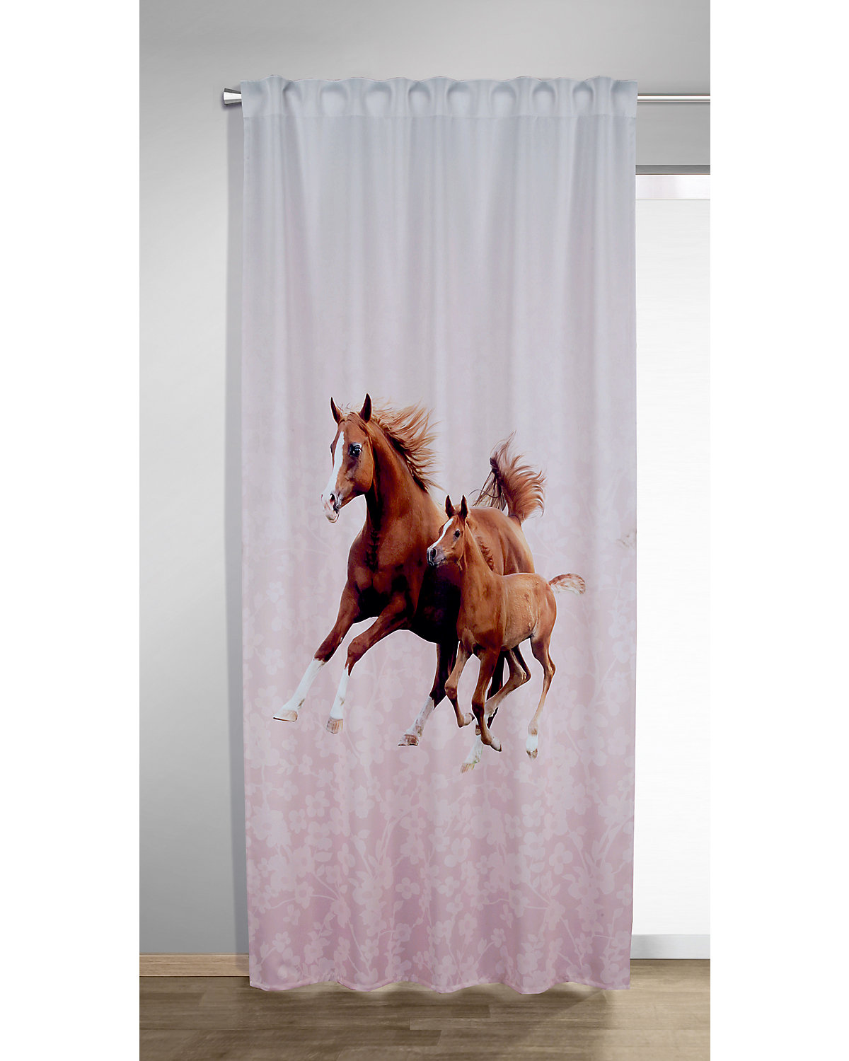 Vorhang Schal, Pferde, 245 x 135 cm, braun